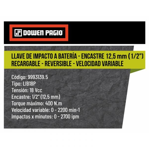 Llave de impacto a Batería Recargable Reversible - Encastre 1/2" - Flex One - Imagen 2