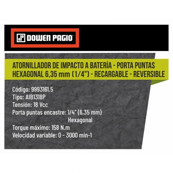 Atornillador de Impacto a Batería Recargable Reversible - Encastre 1/4" Hexagonal - Imagen 2