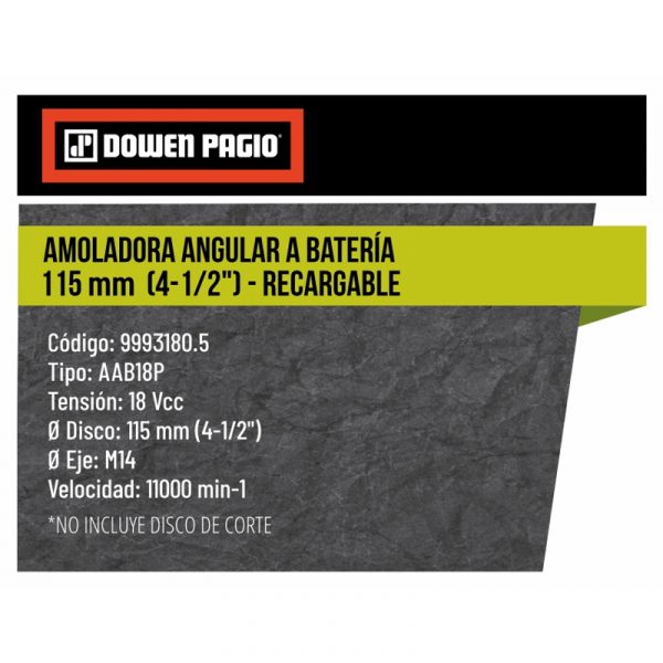Amoladora Angular a Batería 115mm (4-1/2") - Flex One - Imagen 2