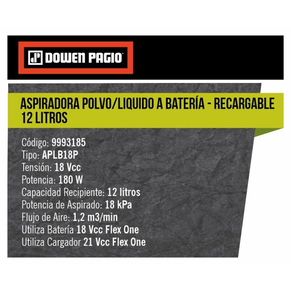 Aspiradora A Batería Polvo/Liquido 12 Litros Flex One - Imagen 2