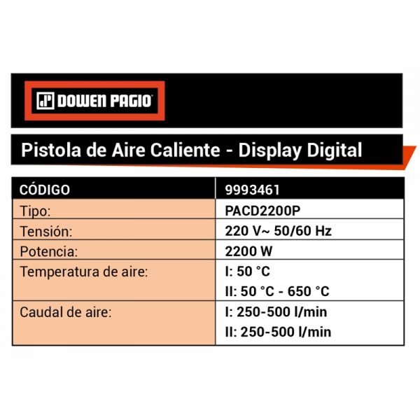 PISTOLA DE AIRE CALIENTE DISPLAY DIGITAL REGULADOR ELECTRÓNICO DE TEMPERATURA - Imagen 6