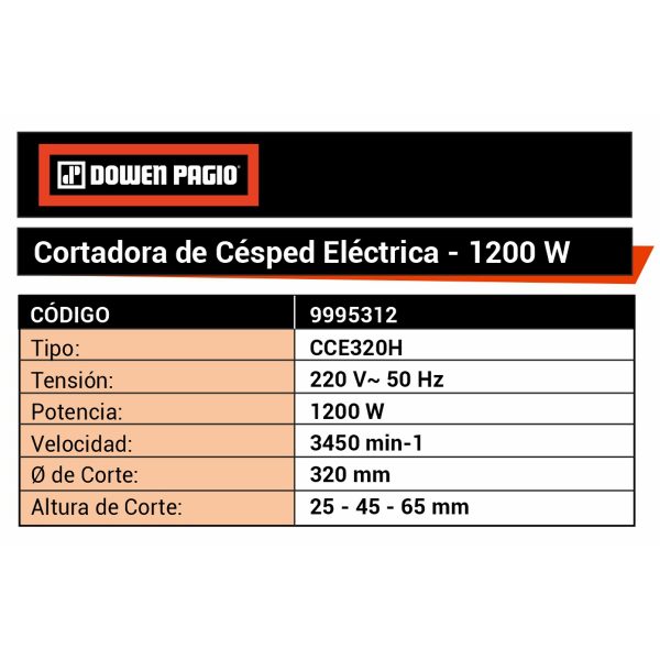 ▷ Maquina De Cortar Pasto ◁ Electrica 🔵1200w 🟡320mm - Imagen 2